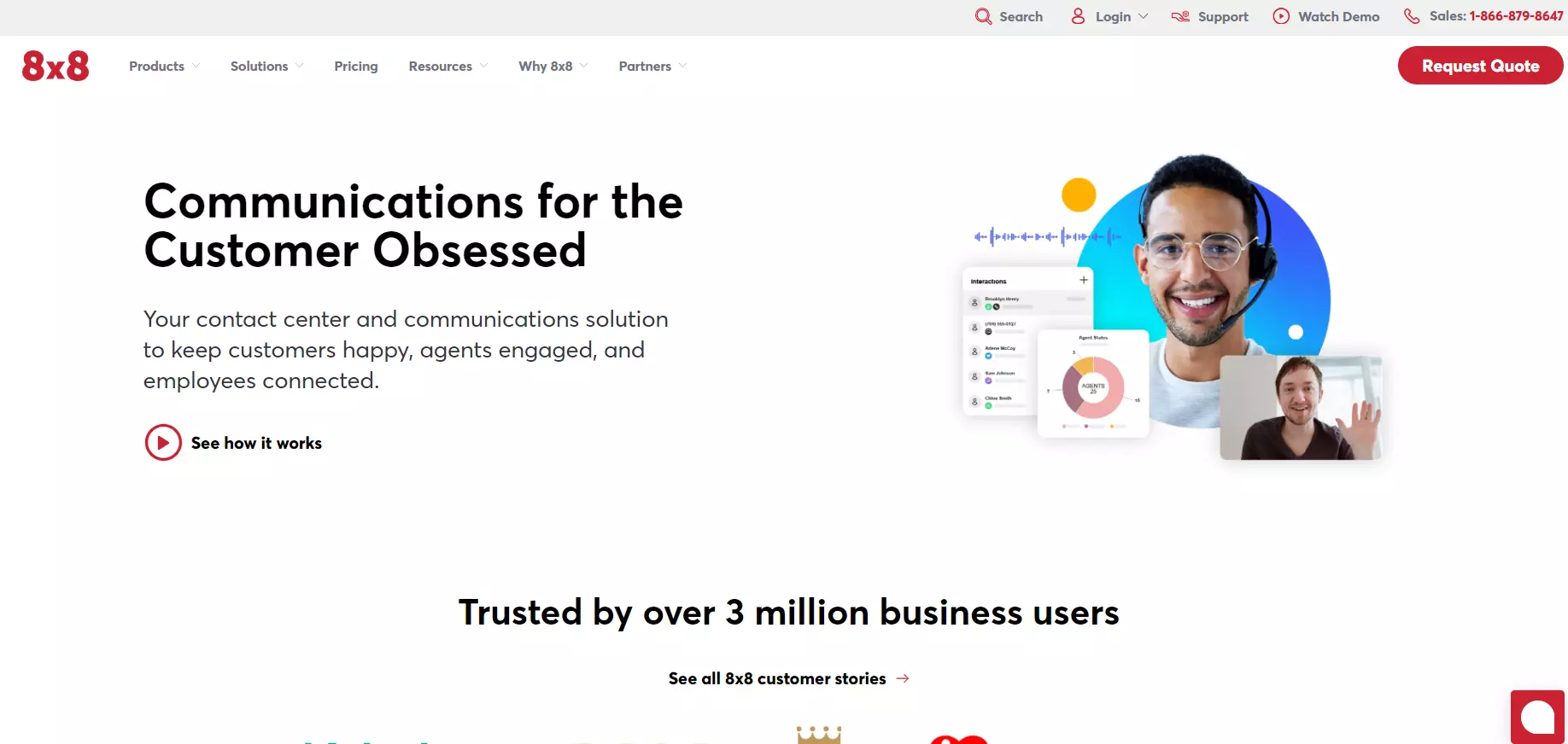 8x8 Contact Center software homepage
