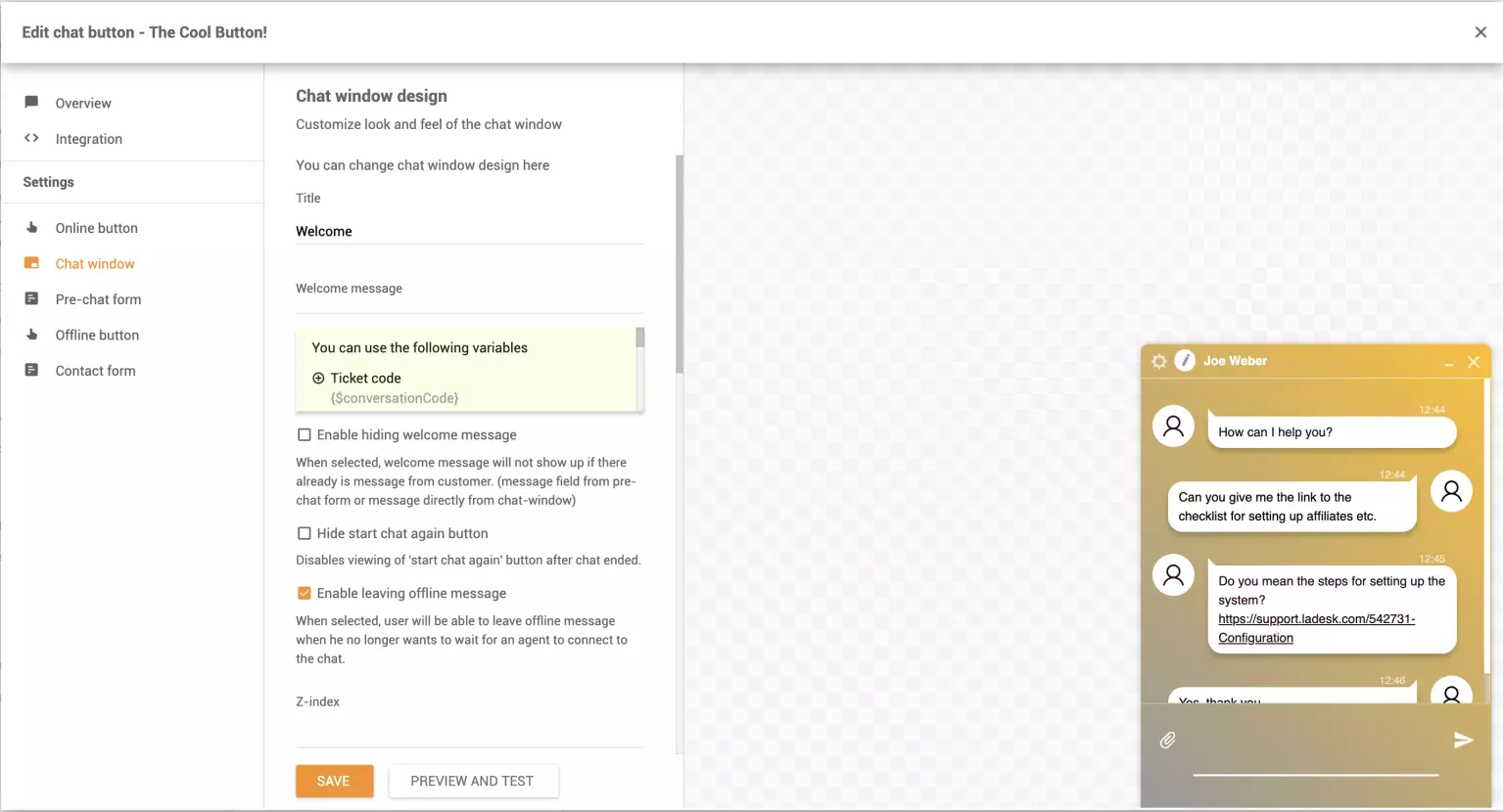 Chatvenster aanpassen