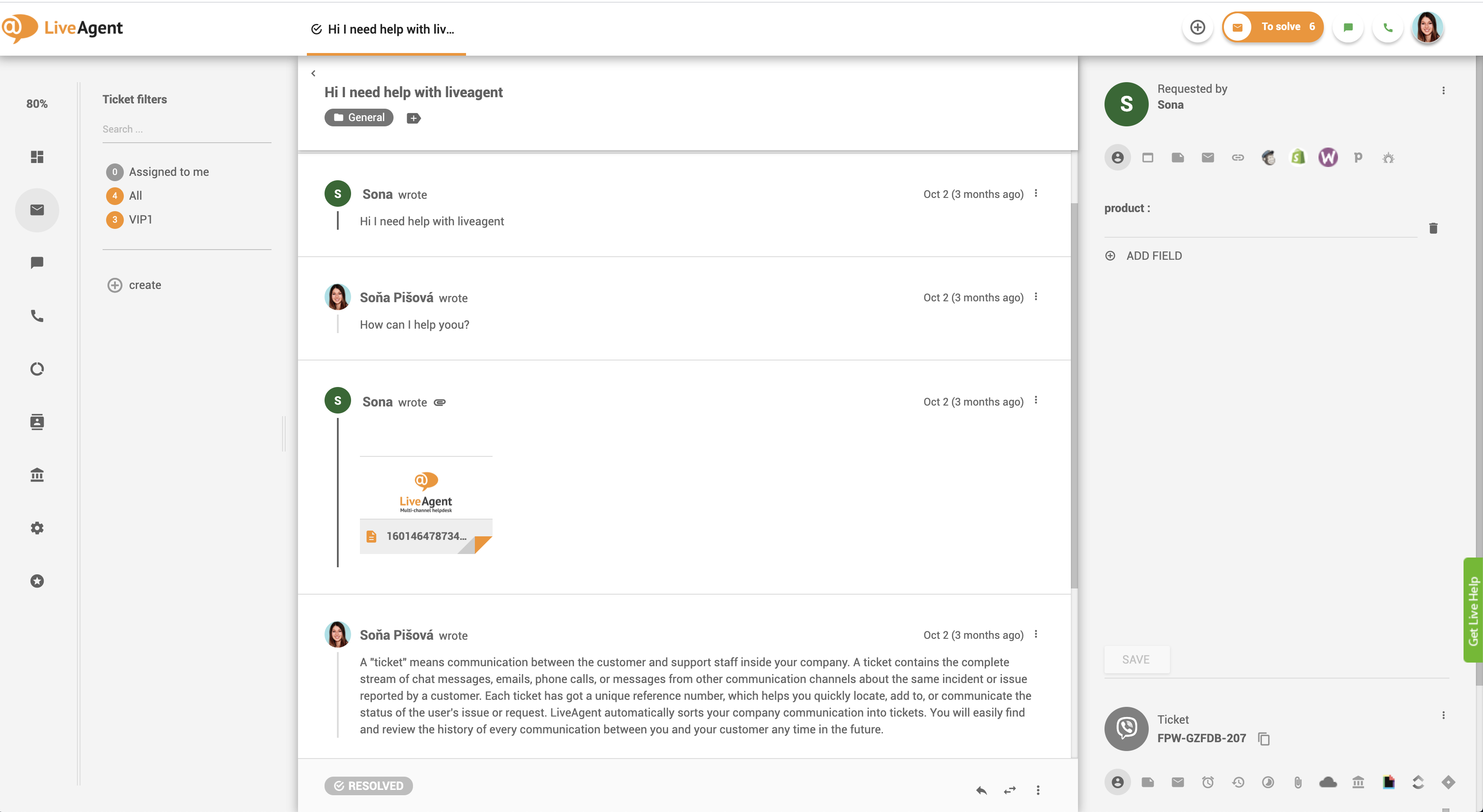 Viber-berichten in LiveAgent