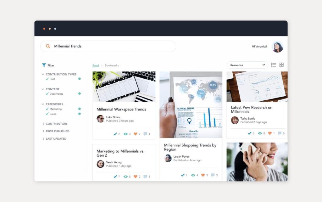 Voorbeeld van kennisbank oplossing van Bloomfire