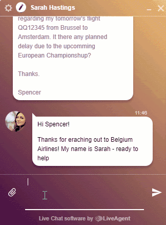 Voorbeeld van live chat-ondersteuning