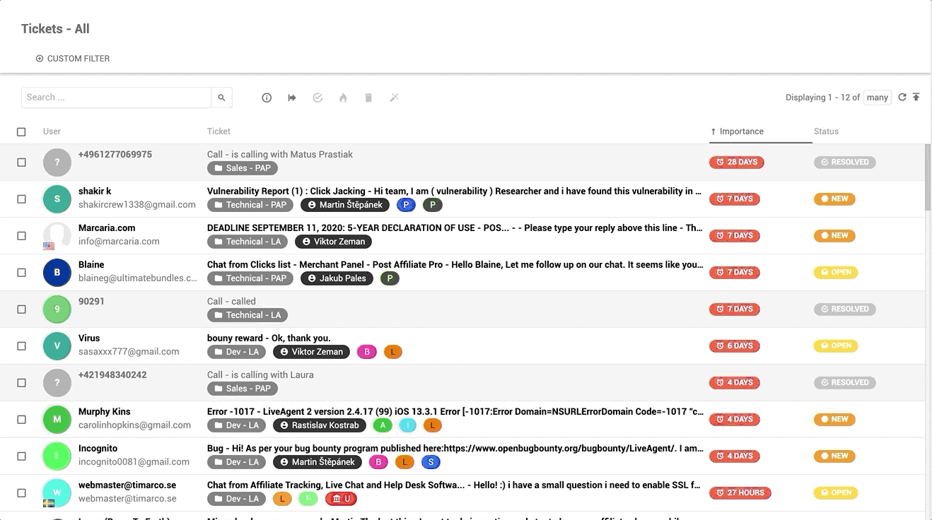 Voorbeeld van een universeel inbox