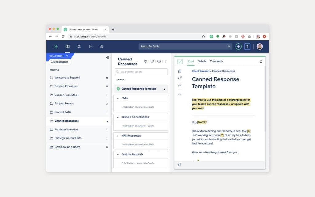 Praktisch voorbeeld van een Guru software kennisbank