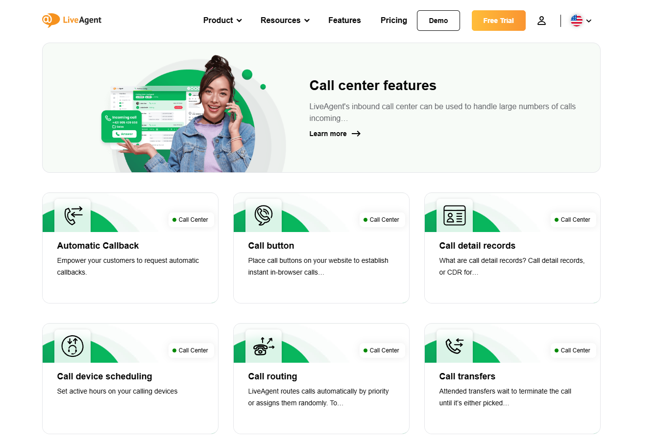 LiveAgent call center functies