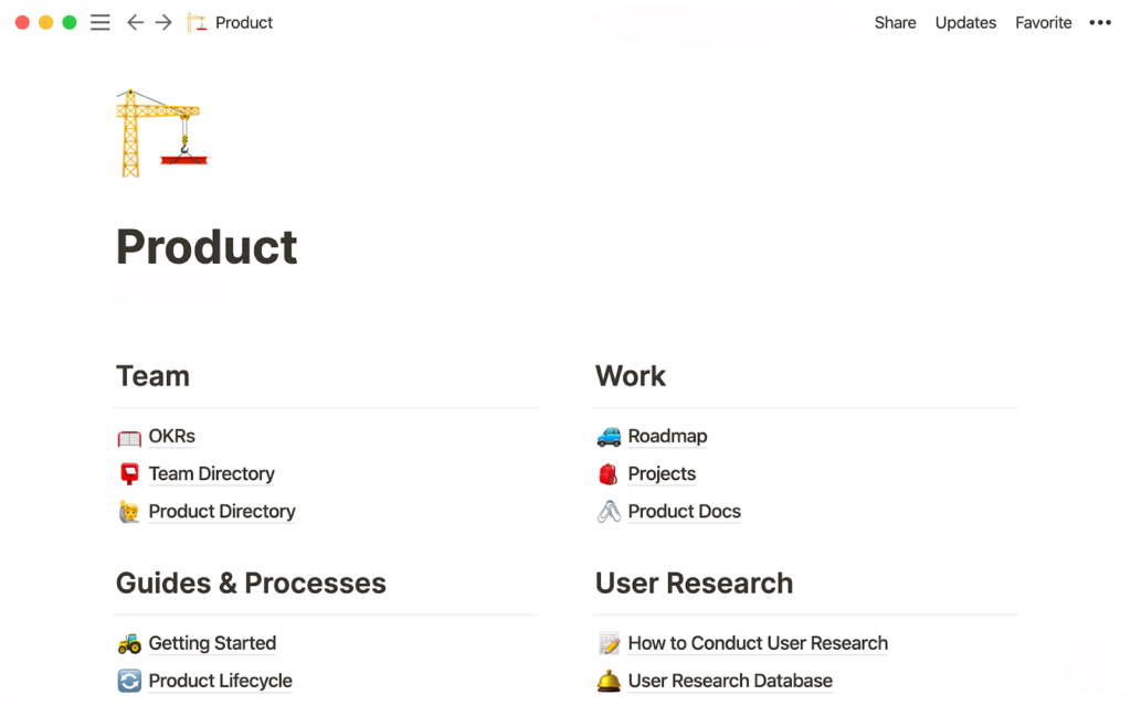 Illustratie van een kennisbank gemaakt met Notion
