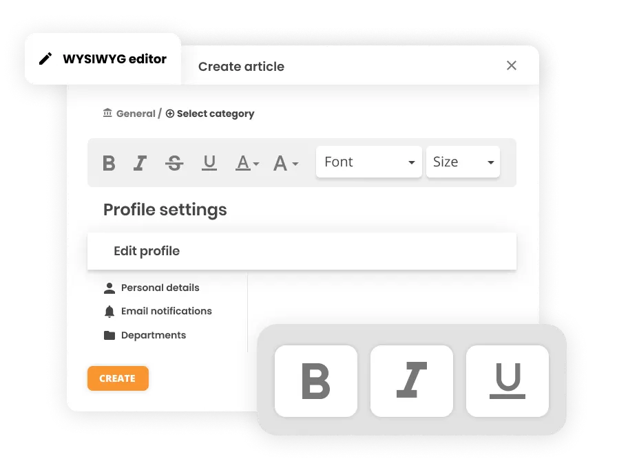 WYSIWYG editor in Helpdesk software - LiveAgent