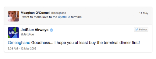JetBlue antwoordt op klanttweet op Twitter
