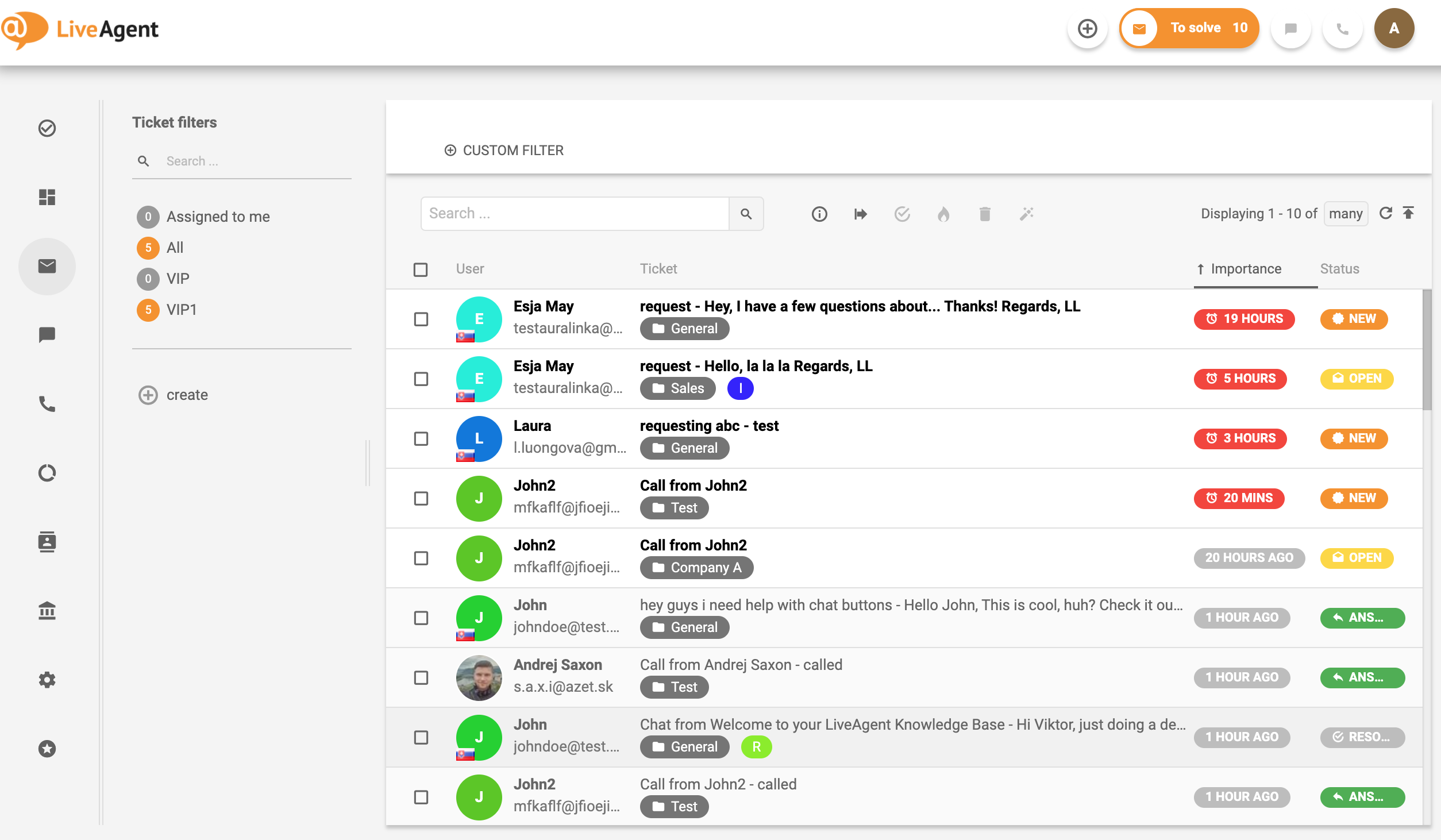 LiveAgent – Ticketstatussen (voorbeelden)