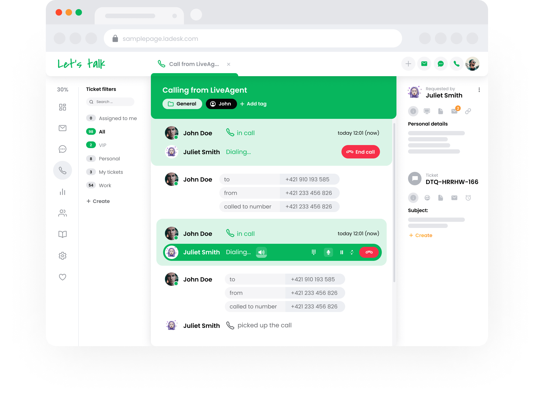 Outbound callcenter in LiveAgent