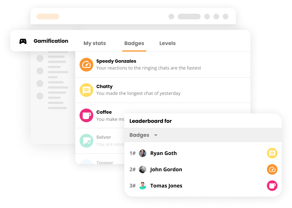 Visueel voorbeeld van Gamification-functie in LiveAgent