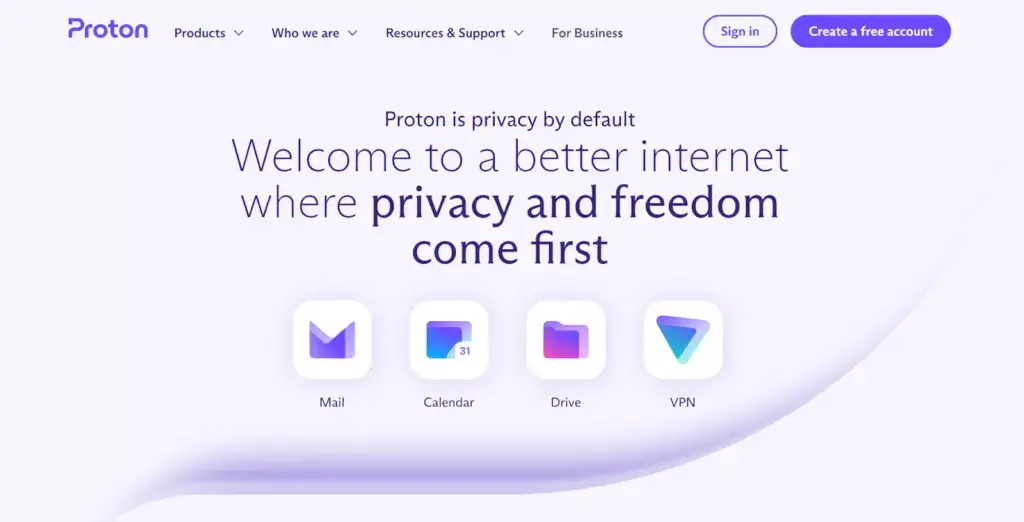 Proton Mail-startpagina