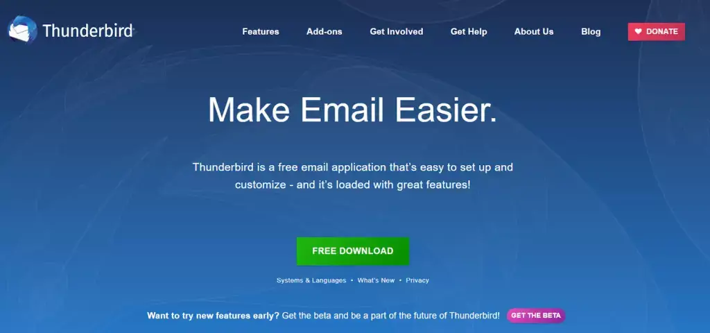 Thunderbird-startpagina