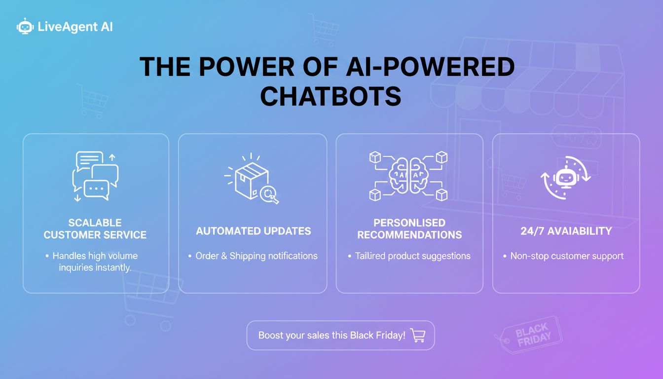 AI chatbots infographic met voordelen en use cases