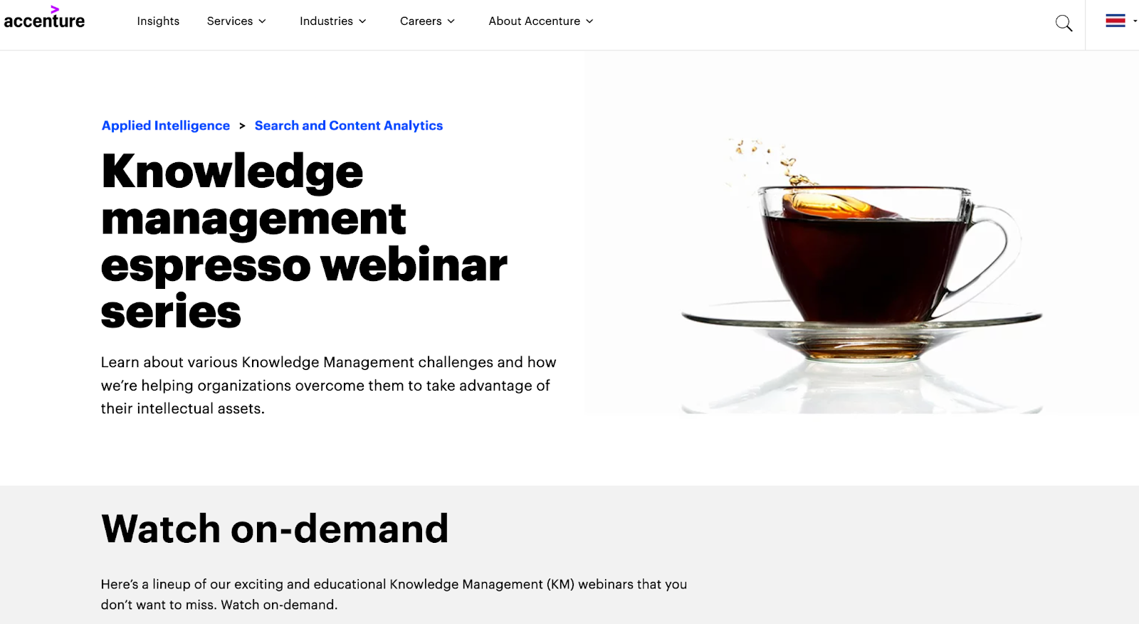 Een schermafbeelding van Accenture's bronnen gedeeld via kennismanagement