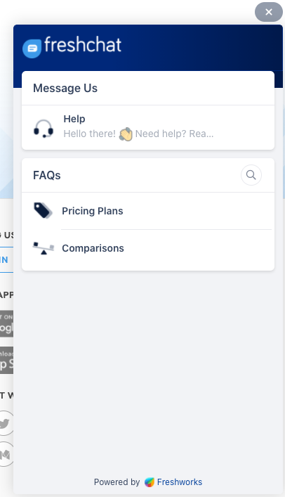 FreshChat live chat venster