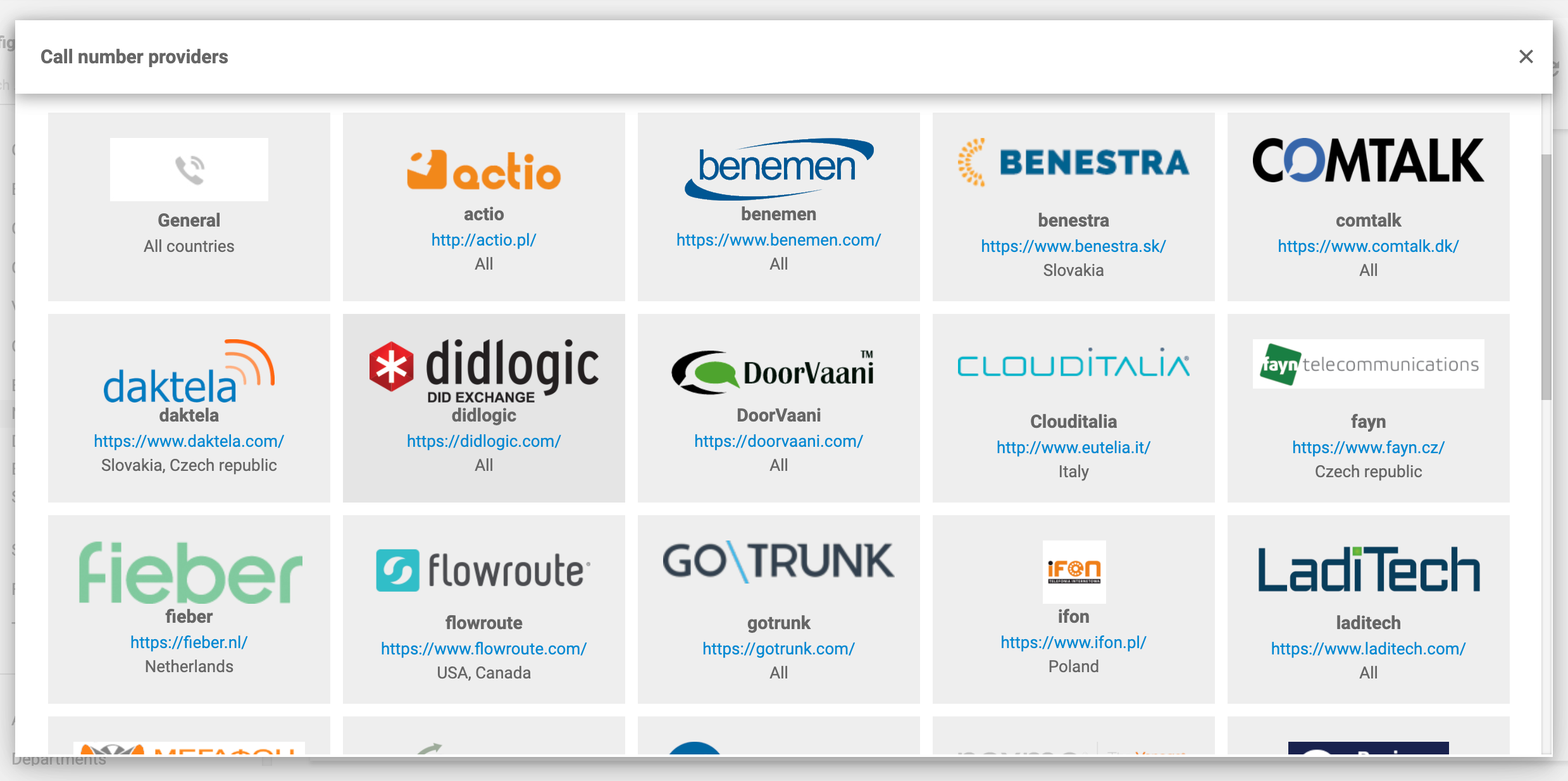 Integraties VoIP-partners LiveAgent