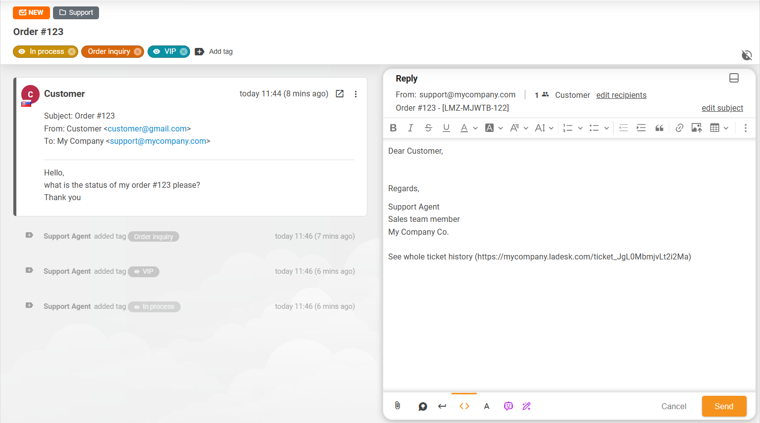 Verbeterde ticket layout weergave in LiveAgent