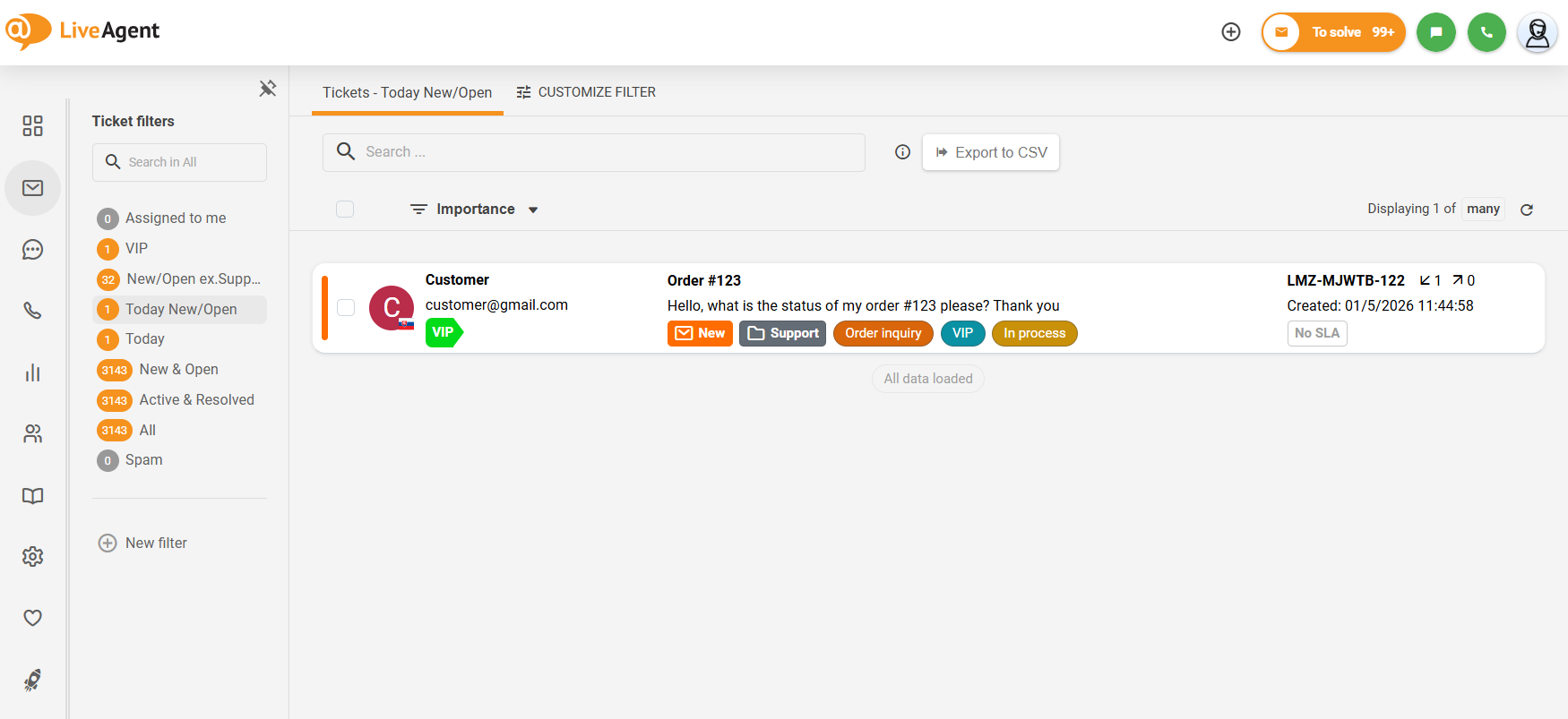 Overzicht inklapbaar submenu LiveAgent