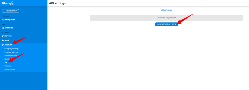 Hoe je de API-sleutel in het Nicereply-account genereert