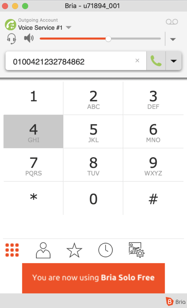 Bria free softphone interface