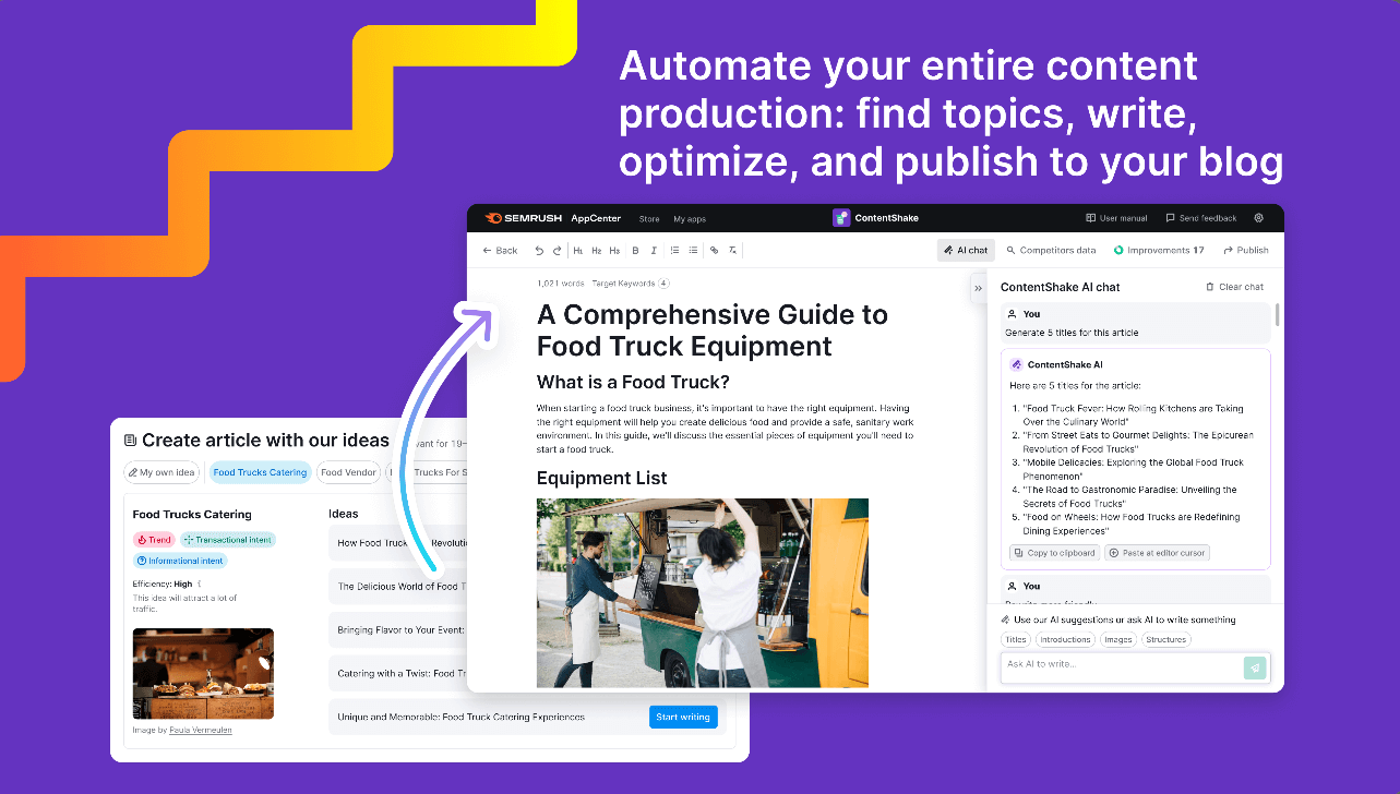 Semrush Content Shake AI-chatvenster