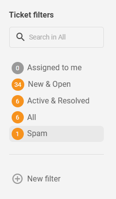 Vernieuwde standaard ticketfilters LiveAgent