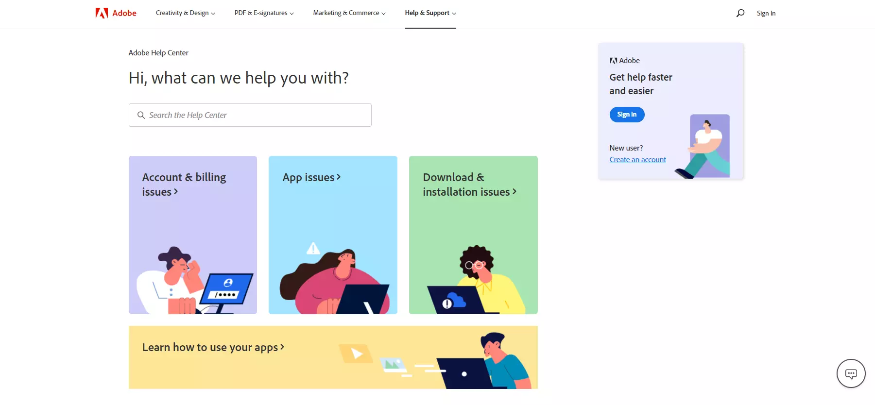 Adobe supportcentrum