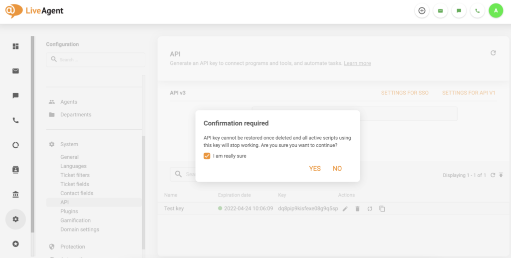 API v3-verwijderingsbevestiging met een selectievakje