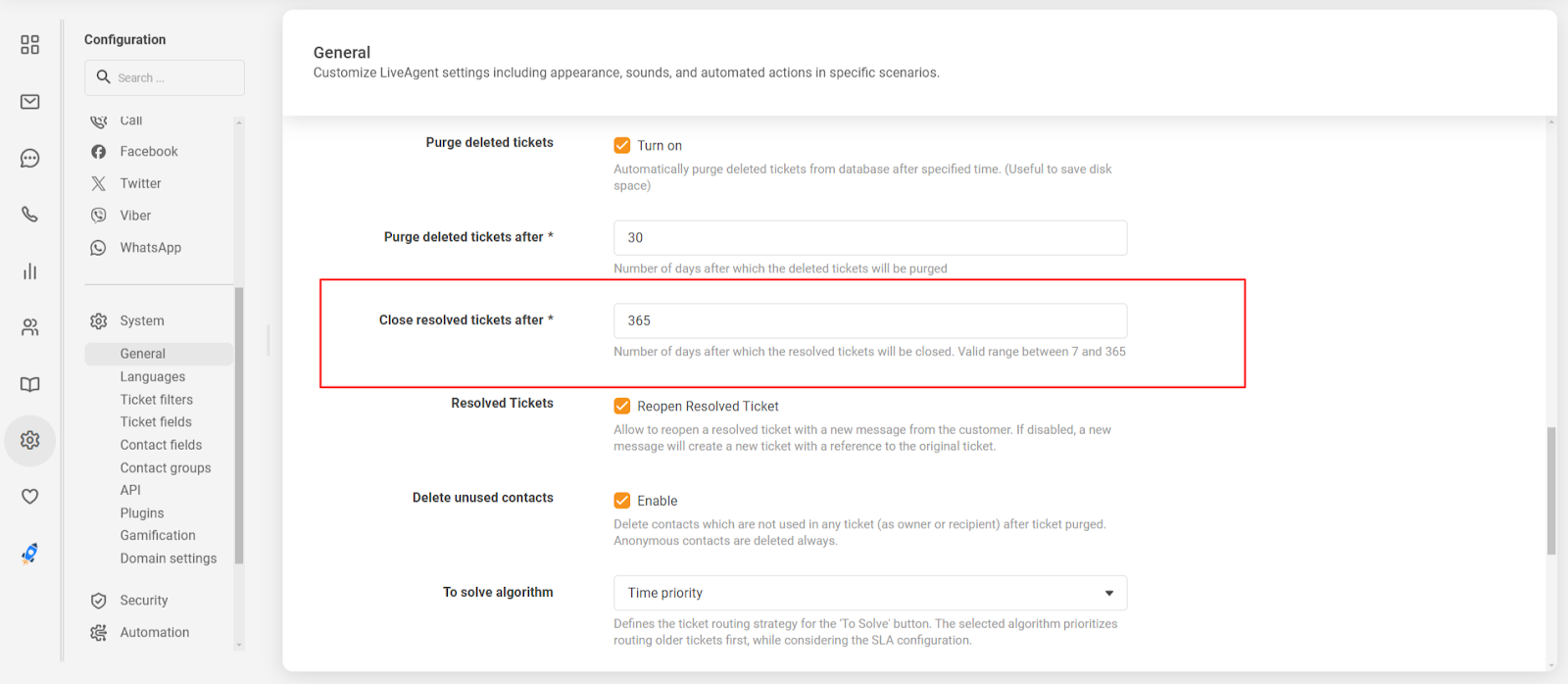 Geautomatiseerde sluiting van opgeloste tickets functie