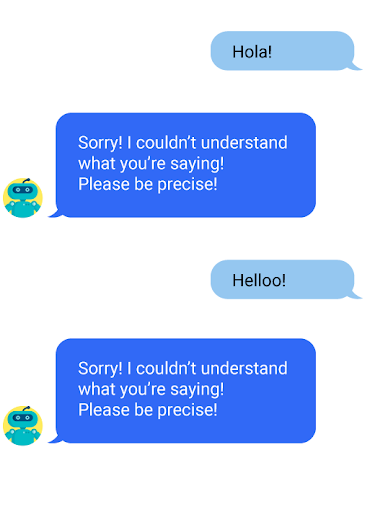 Voorbeeld van chatbot die groeten niet begrijpt