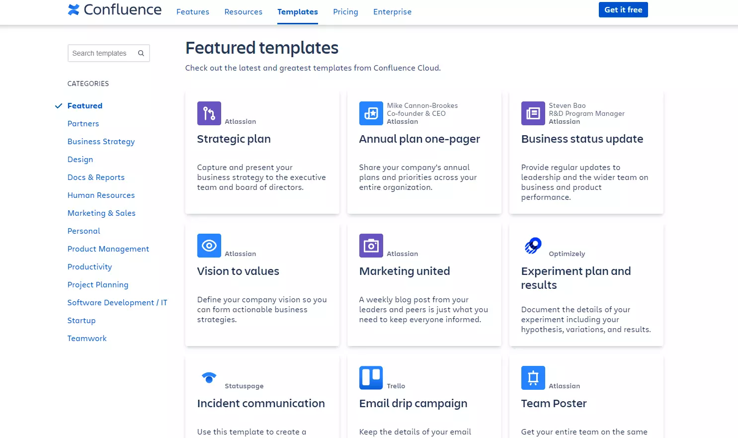 Confluence sjablonen