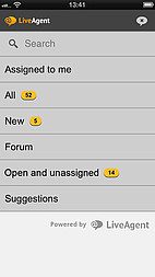 LiveAgent iOS-app-interface - Ticketbeheer