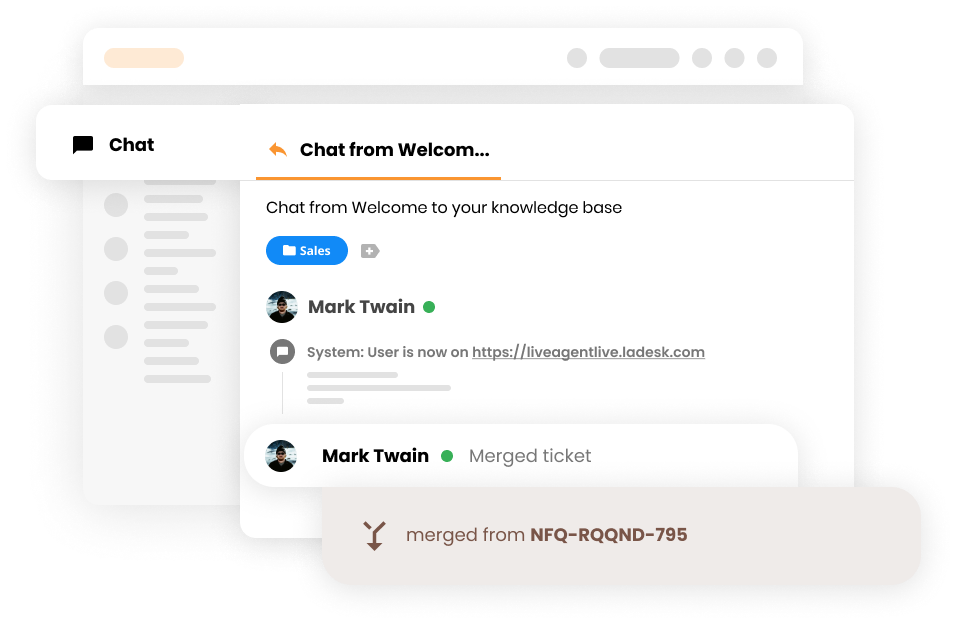 Visualisatie van de Merge-functie in LiveAgent