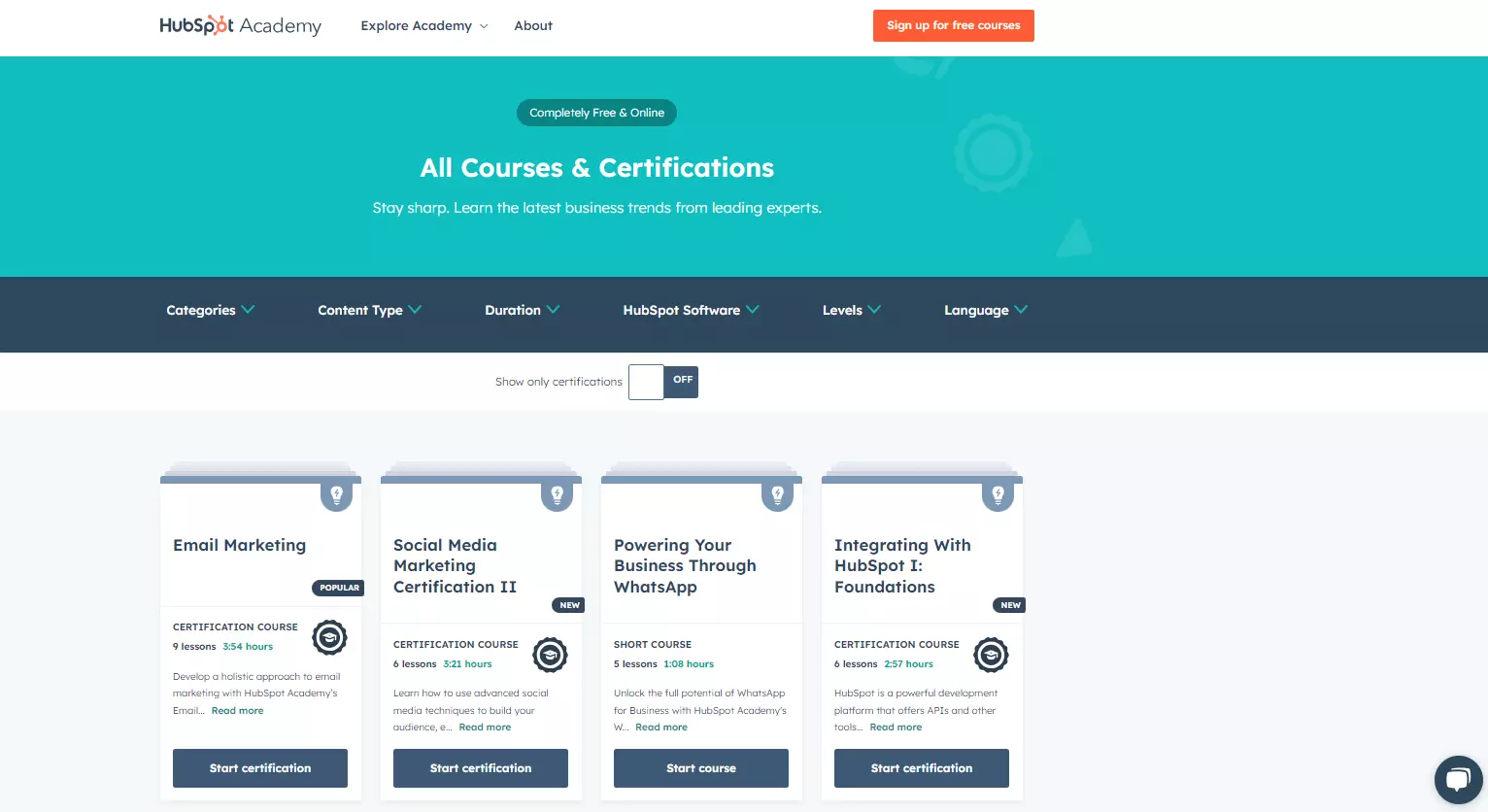 HubSpot Academy certificeringen
