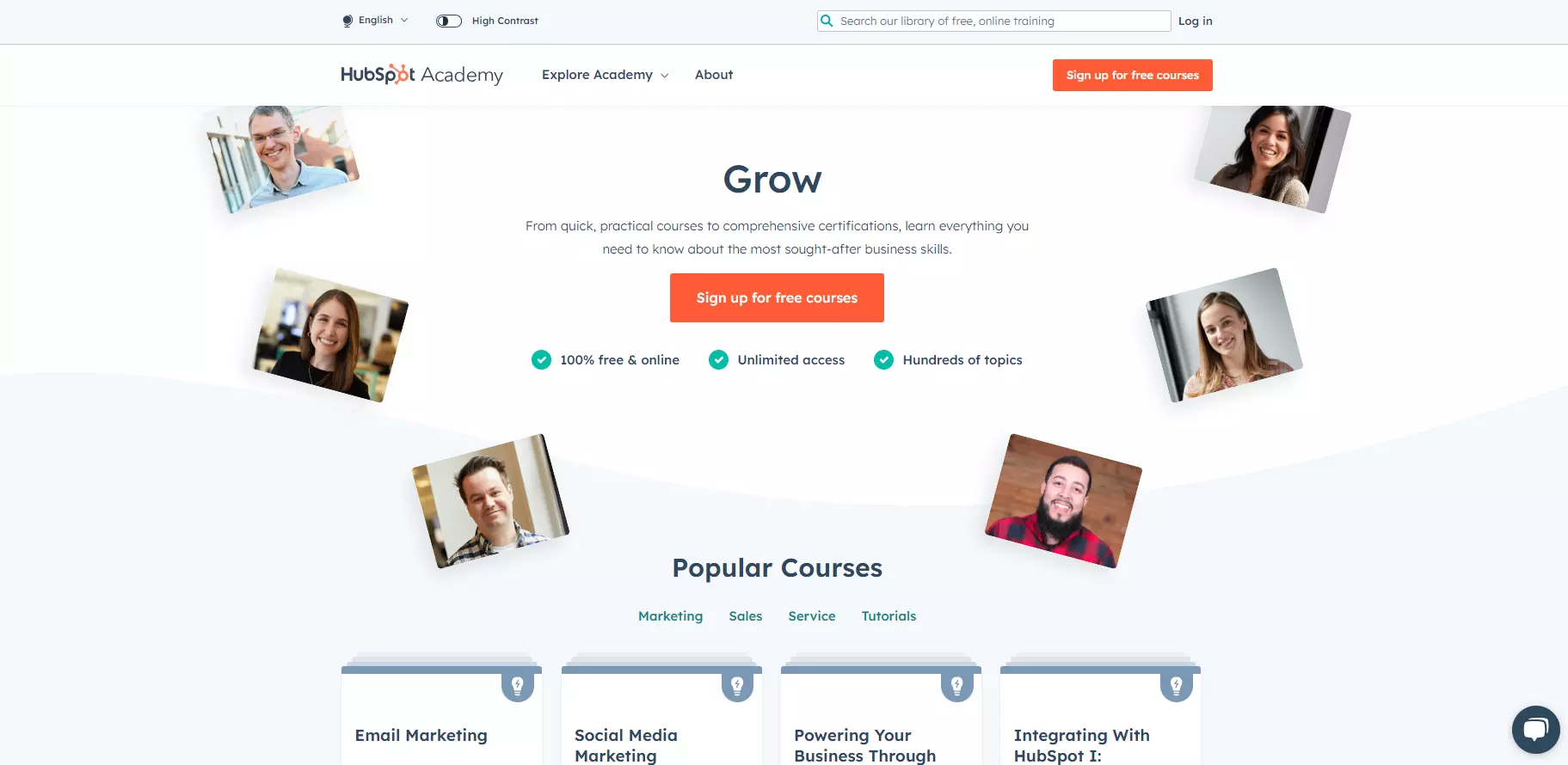 HubSpot Academy homepagina