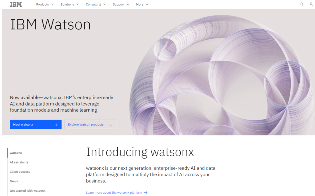 IBM Watson - AI- en dataplatformpagina