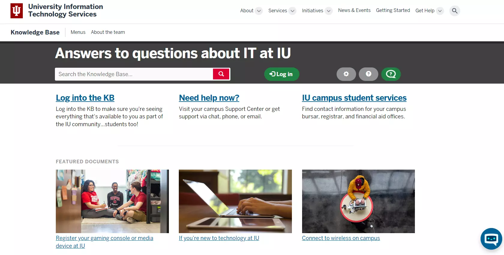 Indiana University - knowledge base page