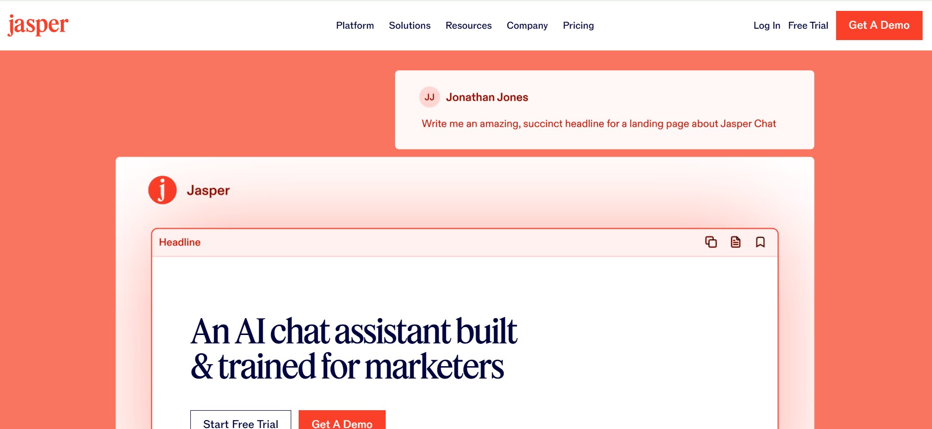 Jasper chat AI homepage overzicht