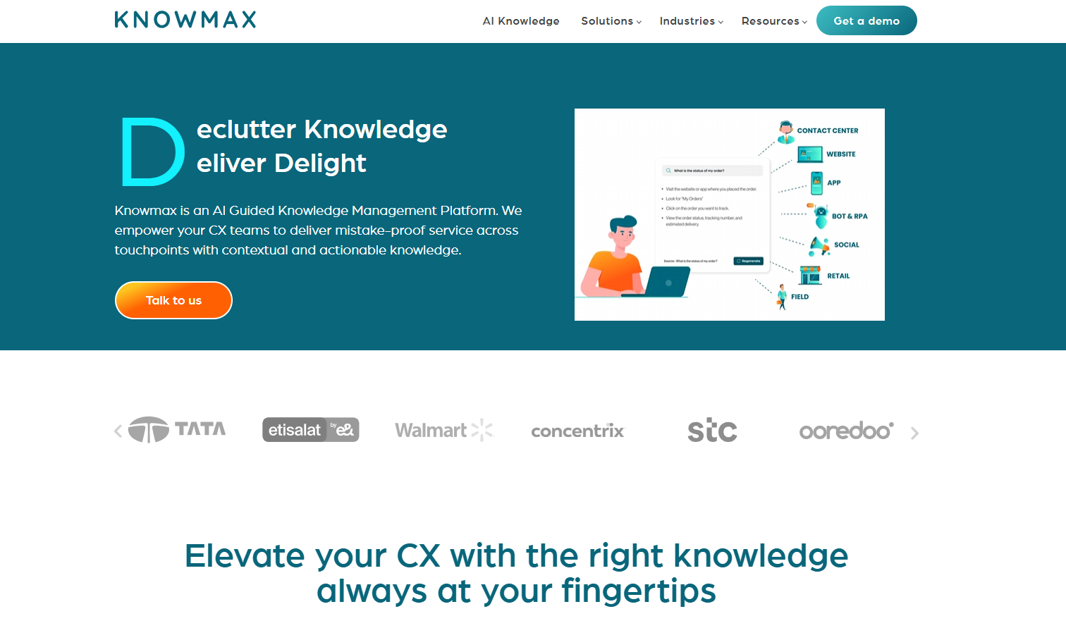 Homepage of knowmax ai