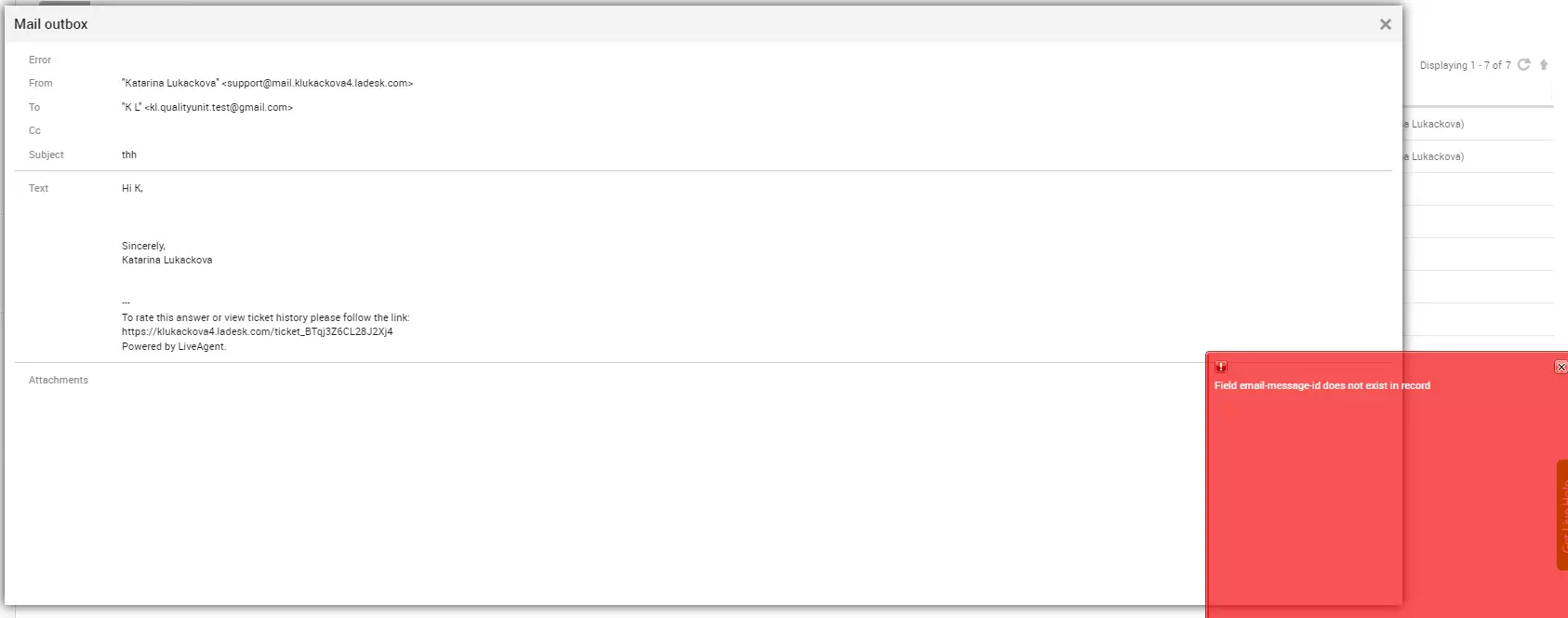 LiveAgent - Opgelost e-mails met bijlagen veroorzaken fout