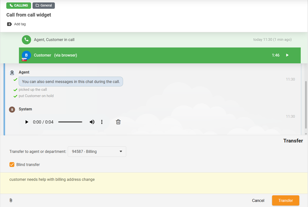 Oproepoverdracht functie met de toevoeging van een Blind transfer functie