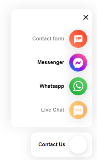 LiveAgent's Contact Us knop met meerdere communicatiekanalen die toegankelijke ondersteuning bieden