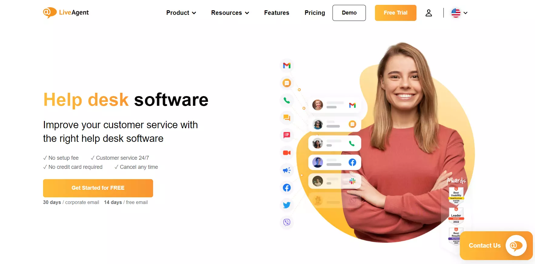 LiveAgent homepage, een Help Scout alternatief voor helpdesk software