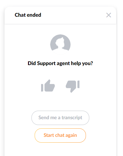 CSAT-enquête gebruikt door LiveAgent na hun live chat-interactie