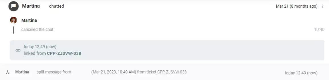 Klantcommunicatie splitsen in twee losse tickets in LiveAgent