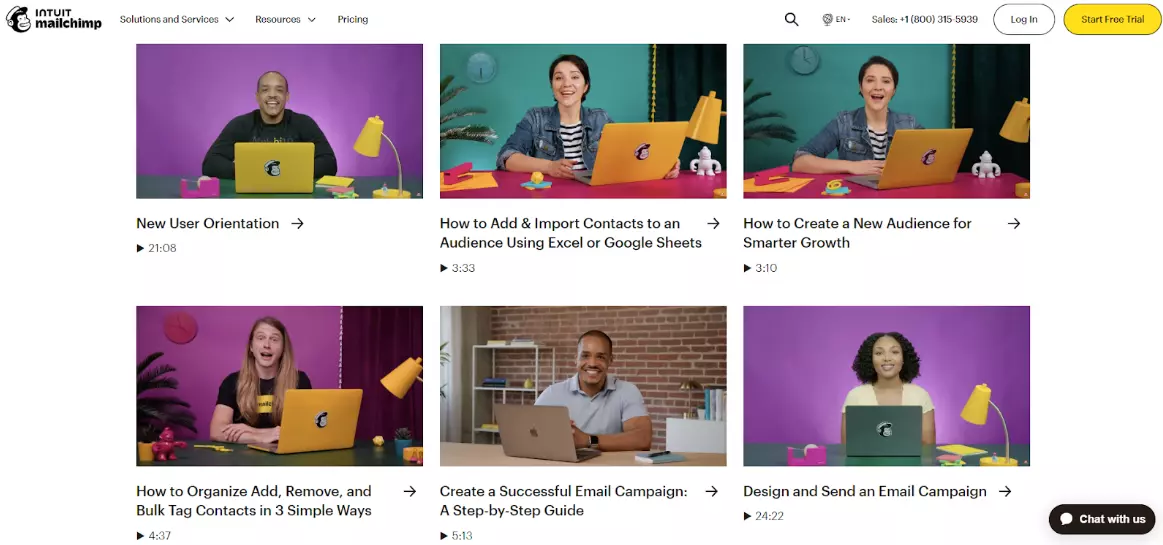 Mailchimp's interactieve kennisbankcontent