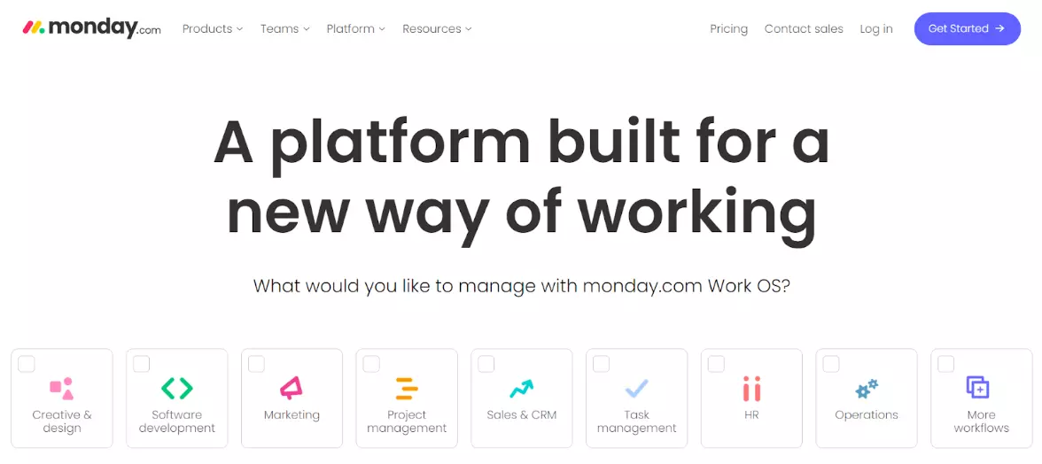 Monday.com's startpagina - een platform dat naadloze samenwerking mogelijk maakt en productiviteit in uw organisatie verhoogt