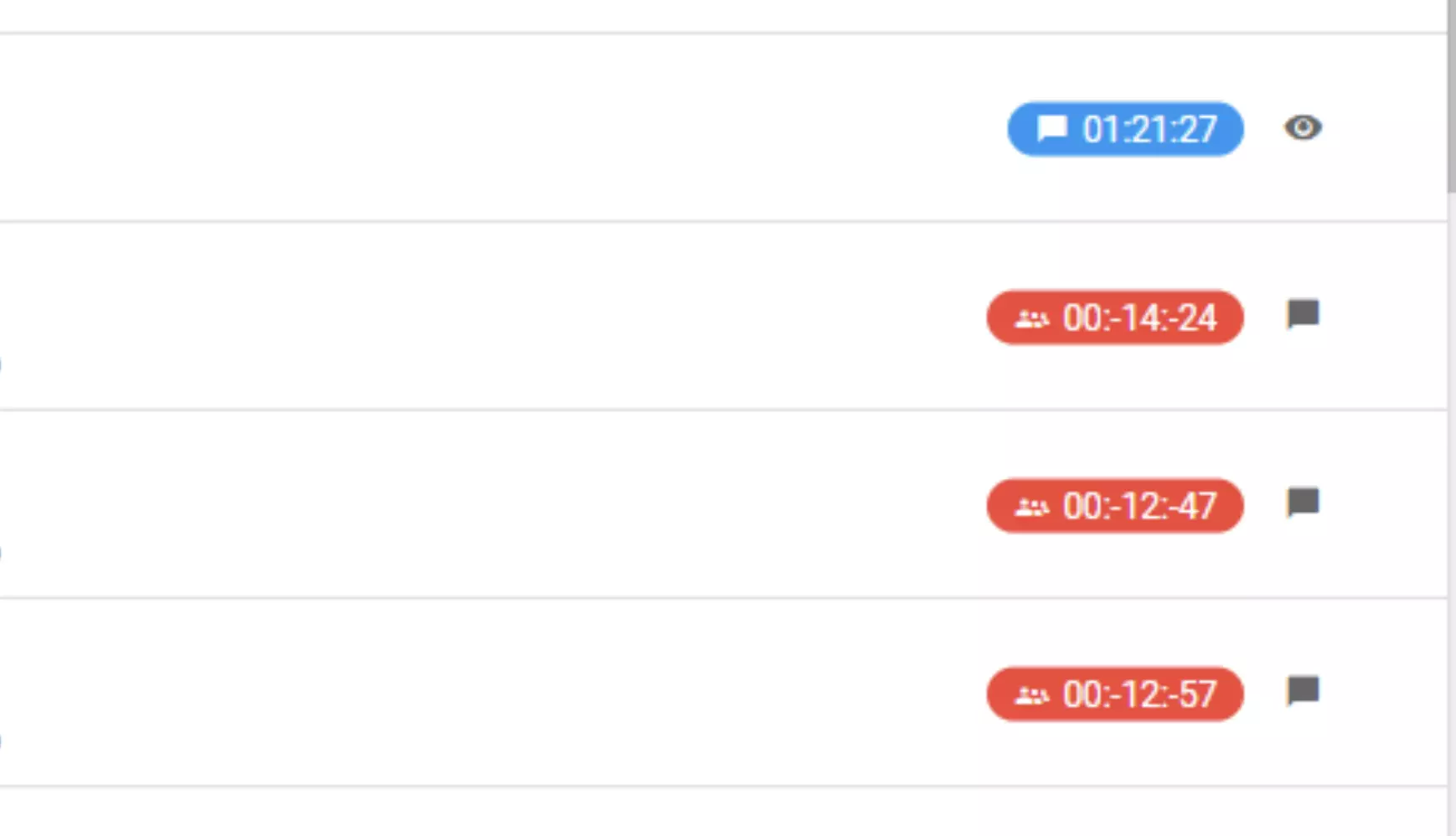 A picture showing a bug with negative time values during chat sessions in previous versions of LiveAgent