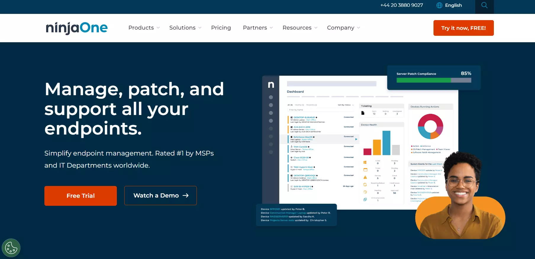 NinjaOne's startpagina - compleet IT-beheerplatform
