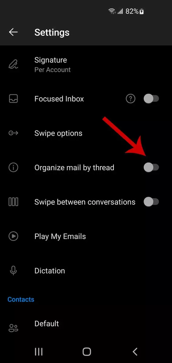 Outlook e-mailthreading op mobiele apparaten, stap 3